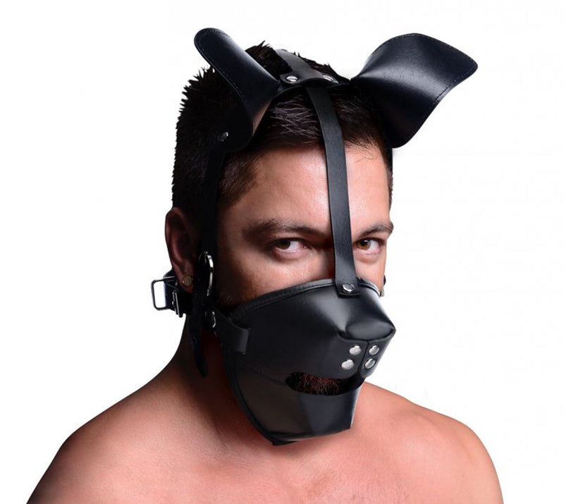 Masque Puppy Play avec Ballgag - noir