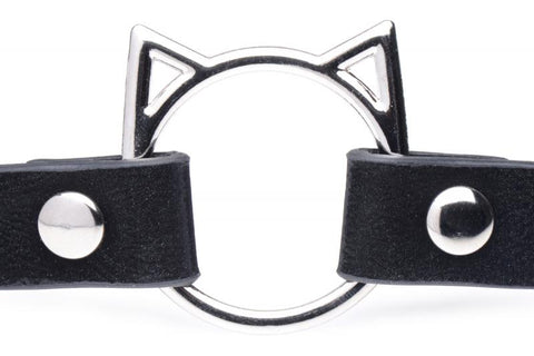 Kinky Kitty - Collier ras-de-cou avec anneau fin - Noir