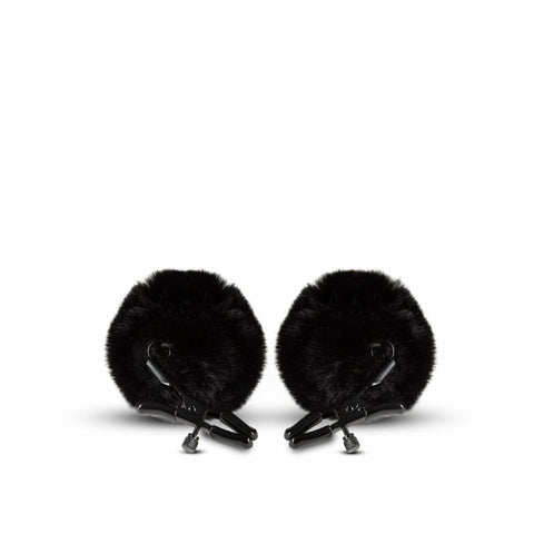 Noir - Pinces à tétons ajustables avec pompon - Noir